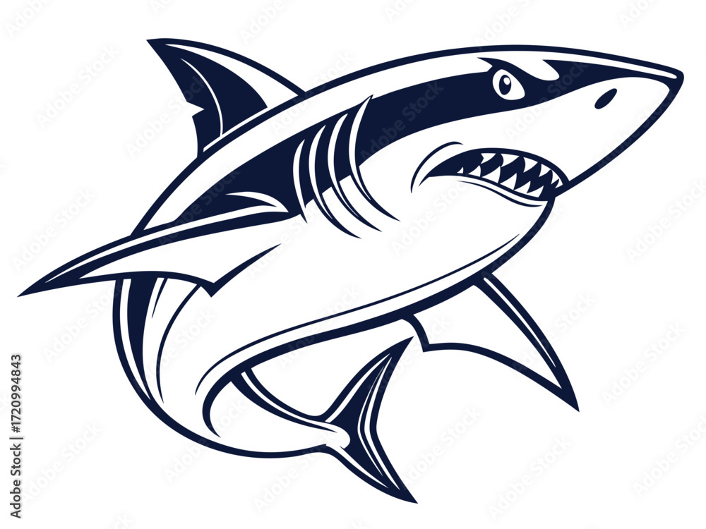Fototapeta premium A dynamic, stylized illustration of a shark.