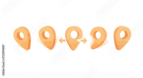 Dynamic location pin animation sequence showing journey and arrival, perfect for travel apps and navigation services
