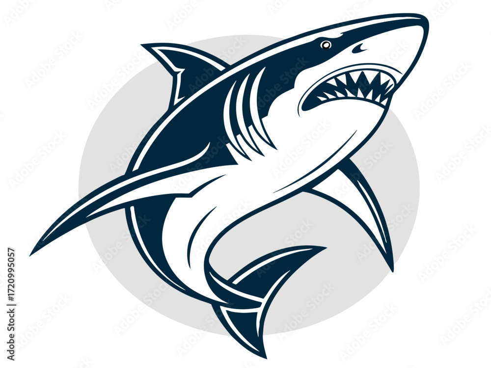 Fototapeta premium A dynamic, stylized illustration of a shark.