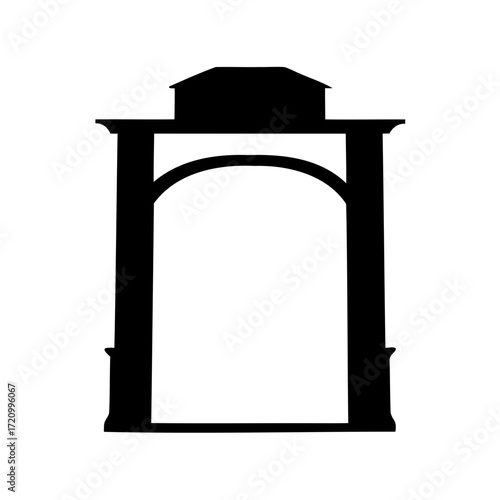 Silhouette of a historic architecture gateway with an arched entrance feature