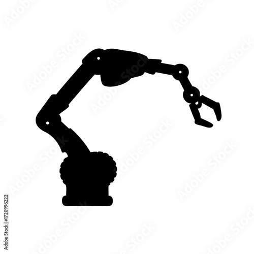 Silhouette of a mechanical arm with a robotic gripper, illustration design