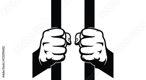 Hands holding prison bars representing confinement