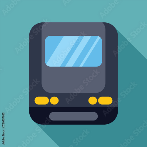 Flat design illustration of public transport vehicle, perfect for projects related to urban transportation, commuting, and city life