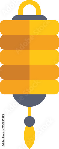 Traditional golden chinese paper lantern hanging, celebrating lunar new year or mid autumn festival