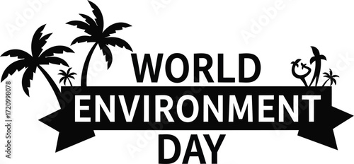 Celebrate World Environment Day with tropical palm trees banner