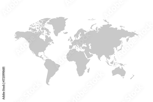World map stylized with dots on white background. Dotted world map with continents, North and South America, Europe and Asia, Africa and Australia