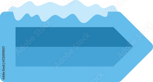 Symbolic representation of rising water levels overflowing a blue arrow, highlighting the urgent issue of climate change