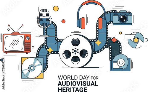 World Day for Audiovisual Heritage celebrated with media icons in design