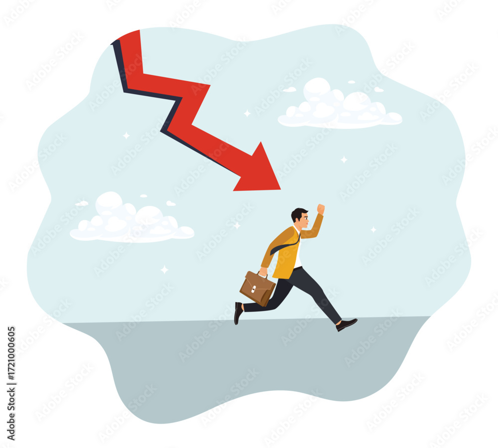 Fototapeta premium Entrepreneurs experience business failure with the decline of the stock market.