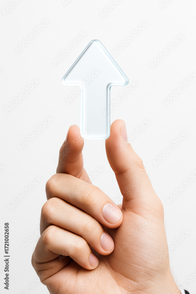 Naklejka premium Upward Arrow in Hand on White