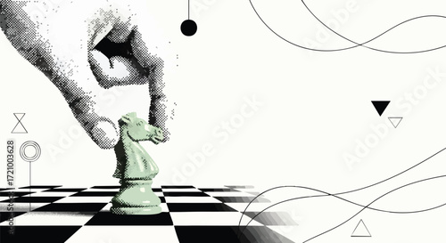 Strategic move with chess knight signifies decision making, planning, and intellectual challenge in business strategy and complex problem solving