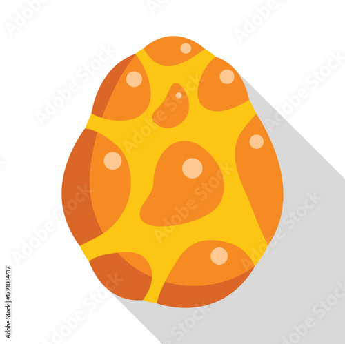 Orange and yellow spotted dinosaur egg from prehistoric times, representing ancient life and evolution