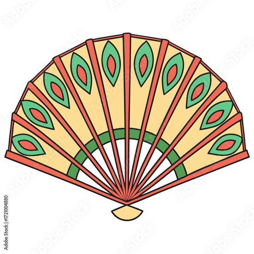 Decorative folding fan with abstract pattern