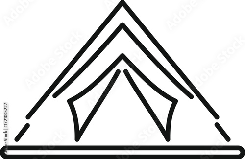 Simple line drawing of a camping tent, symbolizing outdoor adventures, wilderness exploration, and a connection with nature