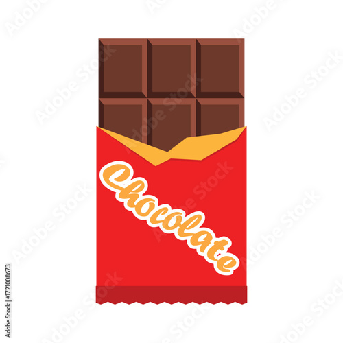 Chocolate bar with packaging cartoon style vector illustration. Snack, food and beverages theme element