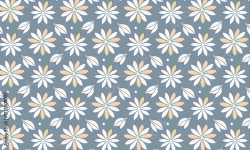 Modern Geometric Floral Seamless Pattern with Folk Art Style