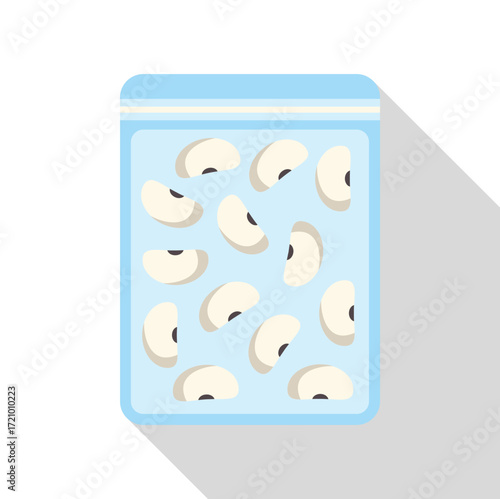 Sliced mushrooms preserved in a vacuum sealed freezer bag, ensuring freshness and longevity for culinary use
