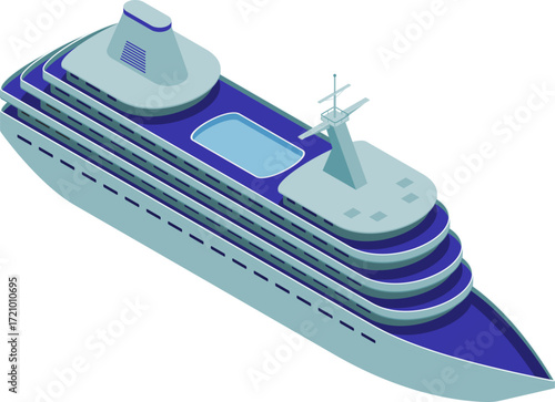Ship and Boat Isometric Icons – Cargo Vessels, Yachts, and Cruise Liners