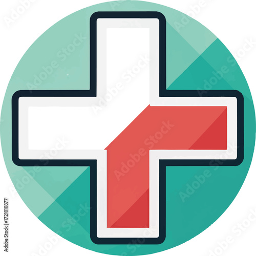 Medical Cross Icon with Green Circle Background