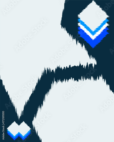 Fresh bright blue blurred ikat star diamond poster design