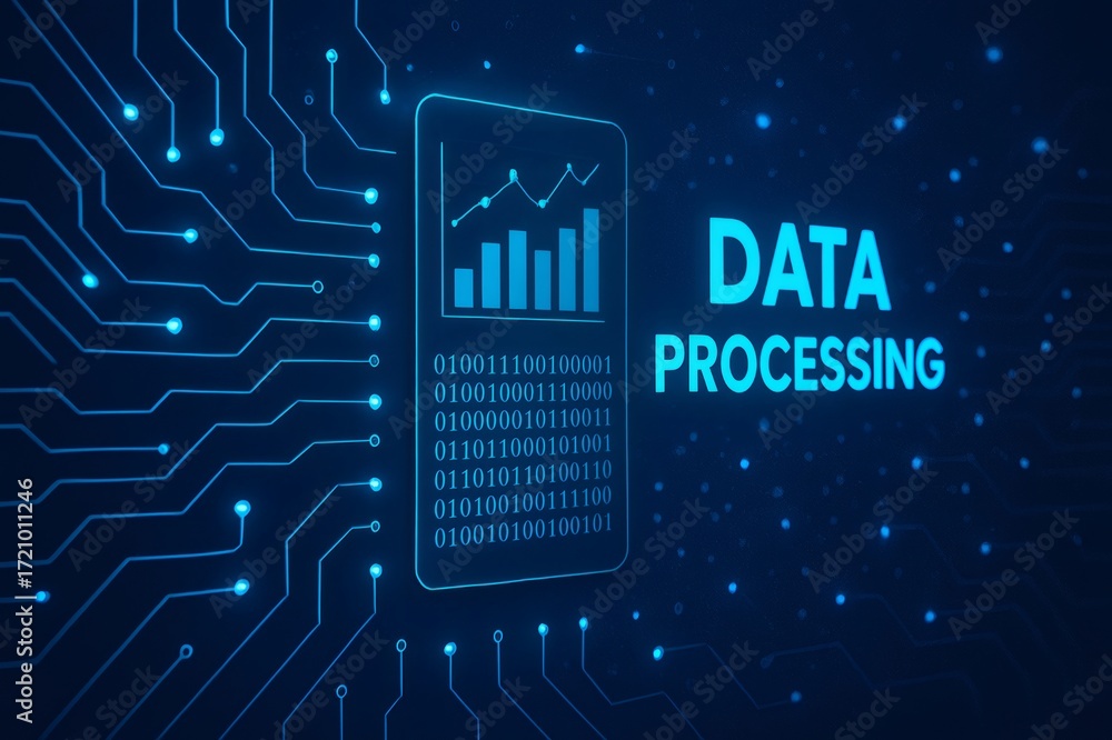 Fototapeta premium Data processing analyzing binary code on digital circuit board