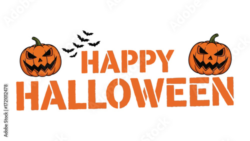 Happy Halloween with pumpkin : A vivid design that embodies the spirit of Halloween, featuring a grinning pumpkin, inviting one to revel in a night of thrills and fun.