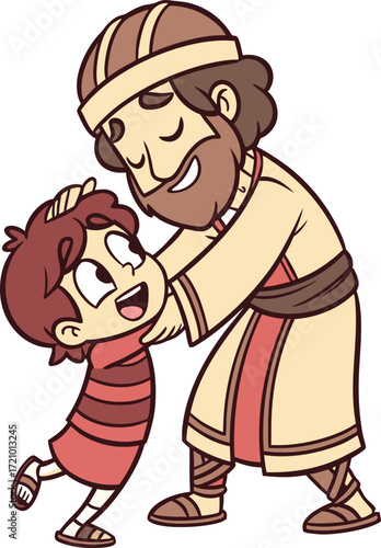 line art parable of the prodigal son with father h.eps