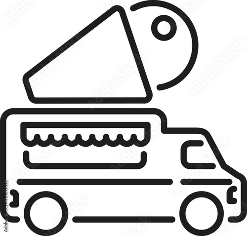 Food truck selling pizza by the slice, perfect for representing street food, fast food, or small businesses