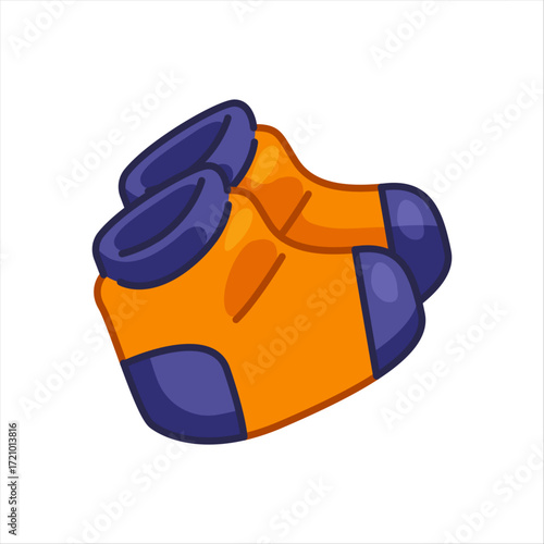 Cartoon Winter Warm Boots Cartoon illustration of warm winter boots in bright orange and purple colors cozy footwear isolated on white background.