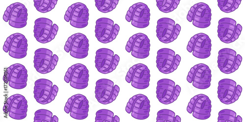 Seamless Purple Puffer Vest Pattern. Purple padded vest seamless pattern in flat cartoon style on white background.