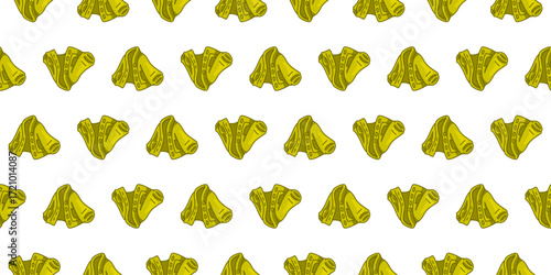 Seamless Yellow Hooded Jacket Pattern. Yellow hooded jacket seamless pattern in flat cartoon style on white background.