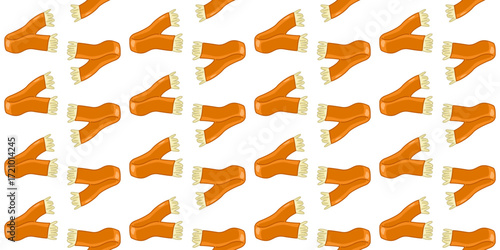 Seamless Orange Scarf Pattern. Orange scarf seamless pattern with tassels in cartoon flat style on white background.