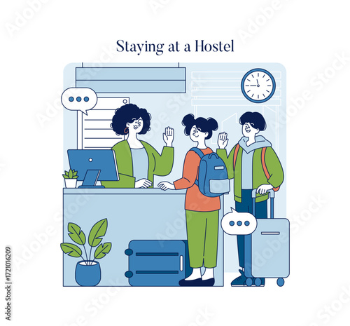 Hostel Check-In Interaction with Receptionist