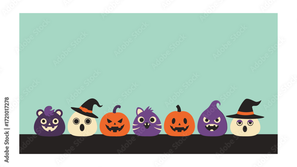 Fototapeta premium Halloween fun cartoon background: A playful cartoon scene featuring pumpkins, spooky characters, and other festive elements perfect for conveying the spooky spirit.
