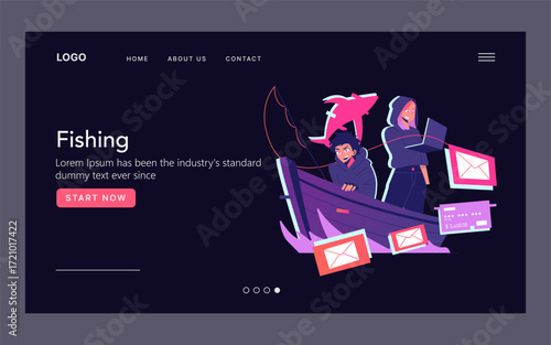 Vector Illustration of Cybersecurity Concept with Email Phishing