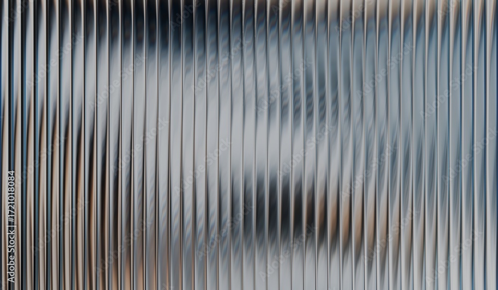Obraz premium Iridescent glass ripple background with vertical ribbed glass effect, white gradient glass, vibrant fractal gradient with smooth distortion texture