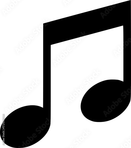 music note, black and white, vector graphic