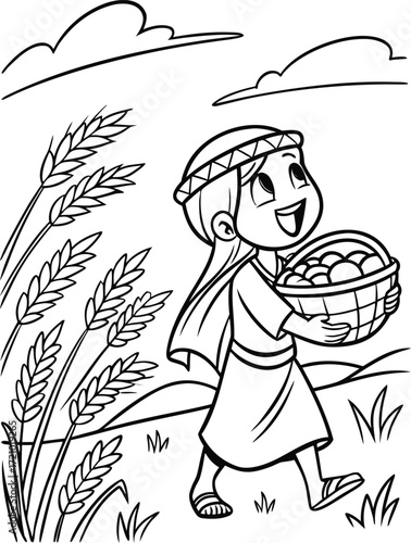 line art ruth gathering wheat in boaz s field  cut.eps
