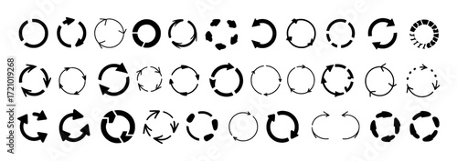 Collection of Circular Arrows and Recycling Symbols