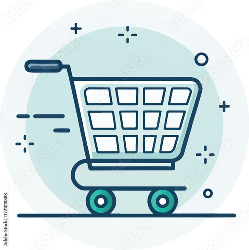 Shopping Cart Icon in Motion Illustration
