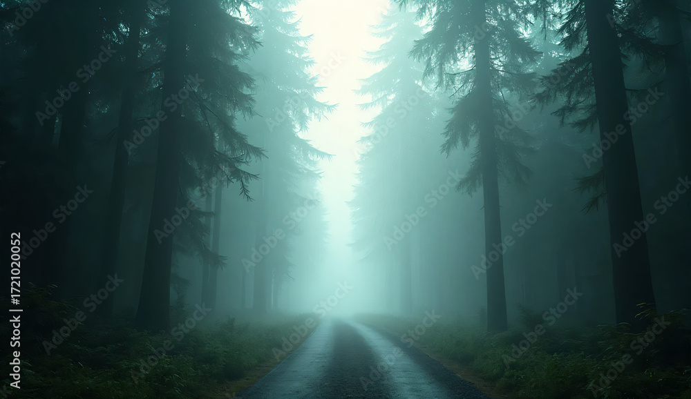Fototapeta premium Foggy Forest Path