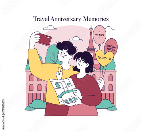 Romantic Travel Anniversary Selfies with Balloons