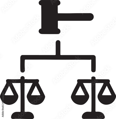 Silhouette vector of legal hierarchy chart, law structure and organization EPS file.