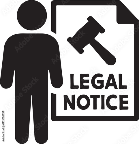Silhouette vector of legal notice icon, law alert and official document EPS file.