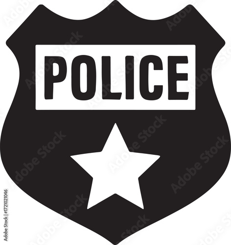 Silhouette vector of police badge icon, law enforcement and security EPS file.