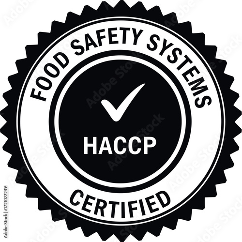 HACCP certified food safety systems emblem, representing quality assurance and compliance