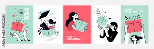 Merry Christmas and Happy New Year. Vector illustrations for greeting card, party invitation card, website banner, social media banner, marketing material.