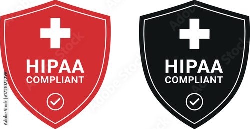 Secure HIPAA compliant badges representing data protection and healthcare privacy.