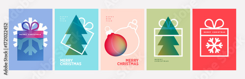 Christmas and New Year Cards Collection. Vector illustrations for greeting card, party invitation card, website banner, social media banner, marketing material.