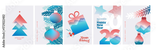 Christmas and New Year Greeting Cards. Vector illustration concepts for background, greeting card, party invitation card, website banner, social media banner, marketing material.